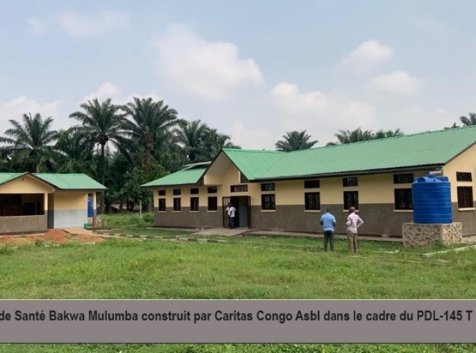 PDL-145 T : 96% de taux d’exécution au Centre de Santé Bakwa Mulumba, l’un des ouvrages construits par Caritas dans le Territoire de Lupatapata